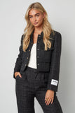 Woven Polyester Fiber Women's Jacket Elegant Checkered Statement